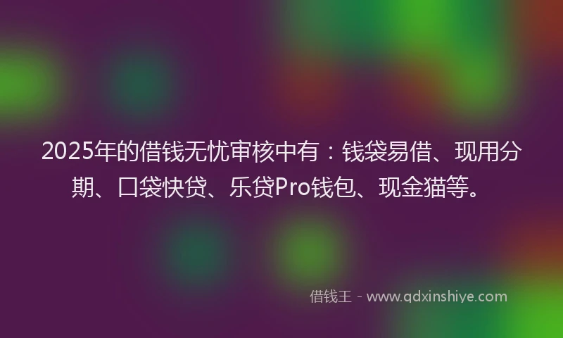 2025年的借钱无忧审核中有：钱袋易借、现用分期、口袋快贷、乐贷Pro钱包、现金猫等。