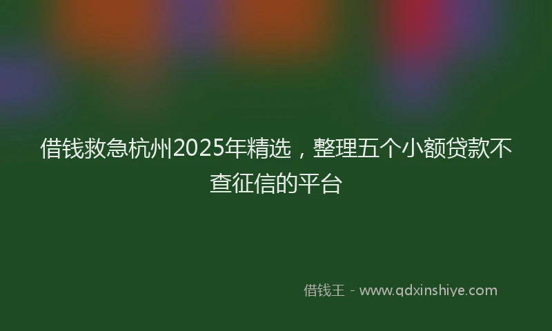 借钱救急杭州2025年精选，整理五个小额贷款不查征信的平台