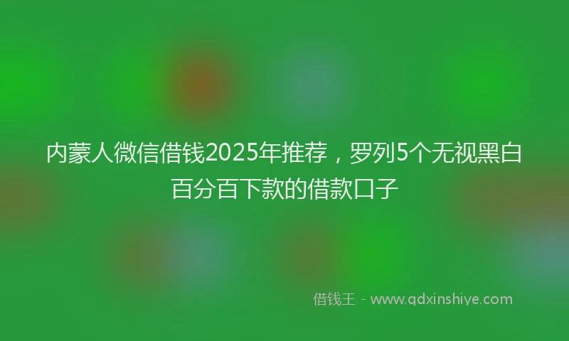 内蒙人微信借钱2025年推荐，罗列5个无视黑白百分百下款的借款口子