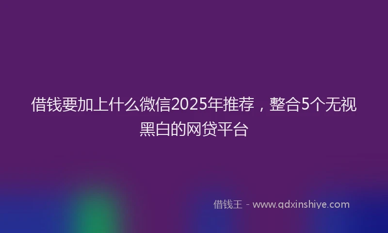 借钱要加上什么微信2025年推荐，整合5个无视黑白的网贷平台