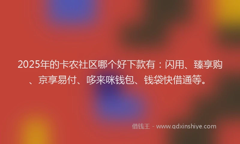 2025年的卡农社区哪个好下款有：闪用、臻享购、京享易付、哆来咪钱包、钱袋快借通等。