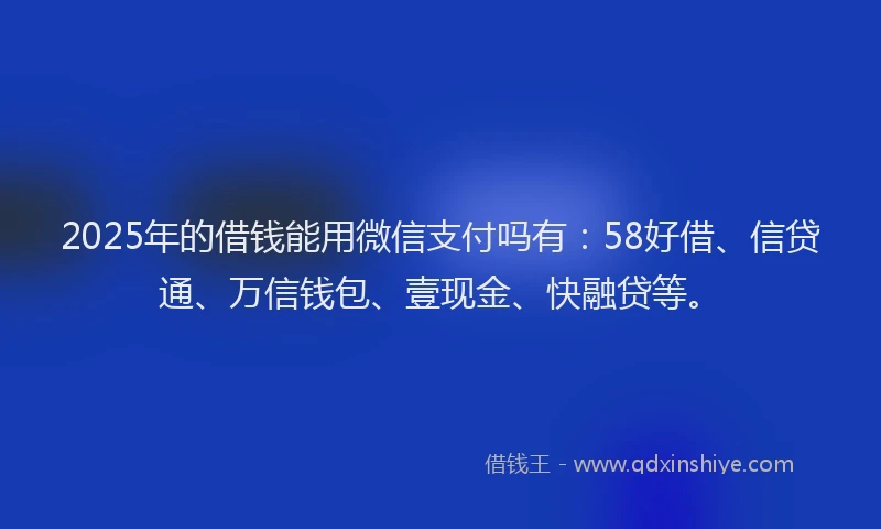 2025年的借钱能用微信支付吗有：58好借、信贷通、万信钱包、壹现金、快融贷等。