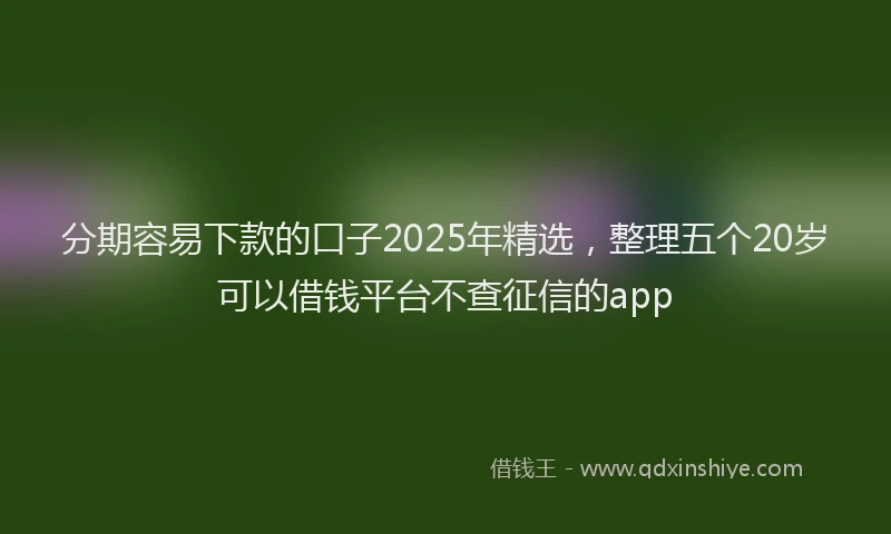 分期容易下款的口子2025年精选，整理五个20岁可以借钱平台不查征信的app