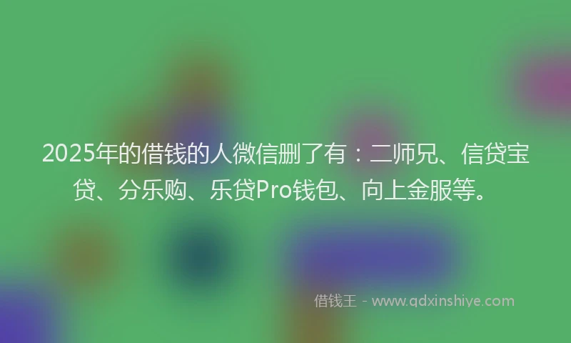 2025年的借钱的人微信删了有：二师兄、信贷宝贷、分乐购、乐贷Pro钱包、向上金服等。