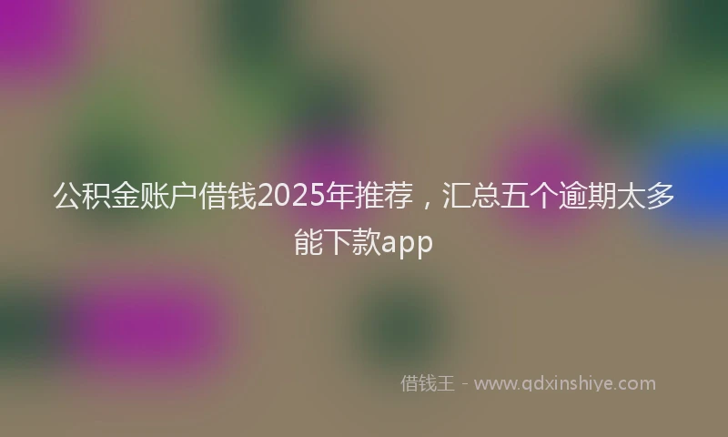 公积金账户借钱2025年推荐，汇总五个逾期太多能下款app