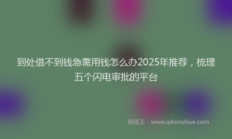 到处借不到钱急需用钱怎么办2025年推荐,梳理五个闪电审批的平台