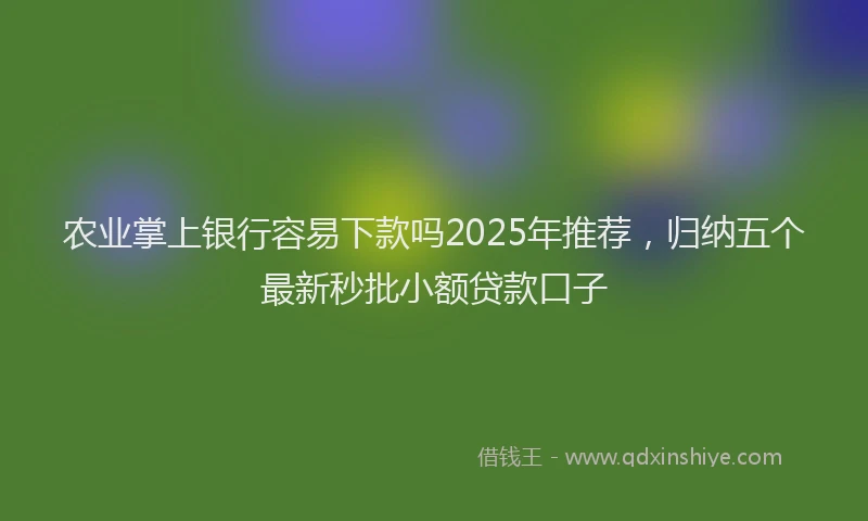 农业掌上银行容易下款吗2025年推荐，归纳五个最新秒批小额贷款口子