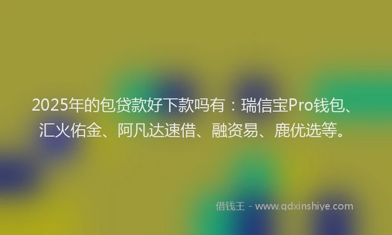 2025年的包贷款好下款吗有：瑞信宝Pro钱包、汇火佑金、阿凡达速借、融资易、鹿优选等。