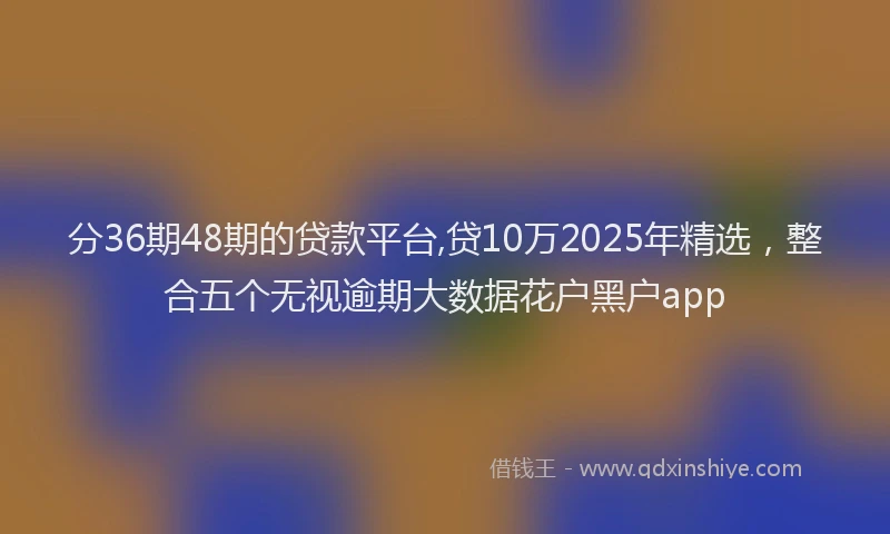 分36期48期的贷款平台,贷10万2025年精选，整合五个无视逾期大数据花户黑户app