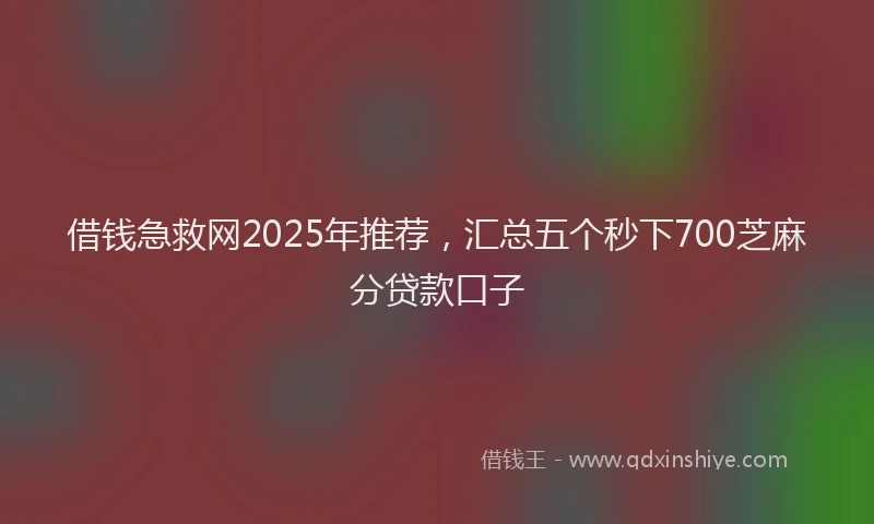 借钱急救网2025年推荐，汇总五个秒下700芝麻分贷款口子