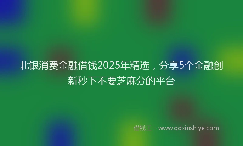北银消费金融借钱2025年精选，分享5个金融创新秒下不要芝麻分的平台
