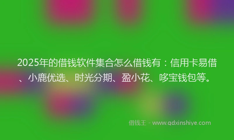 2025年的借钱软件集合怎么借钱有：信用卡易借、小鹿优选、时光分期、盈小花、哆宝钱包等。
