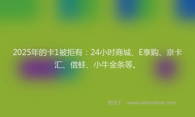2025年的卡1被拒有：24小时商城、E享购、京卡汇、借蛙、小牛金条等。