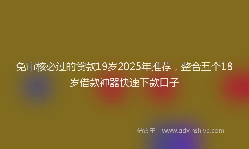 免审核必过的贷款19岁2025年推荐，整合五个18岁借款神器快速下款口子