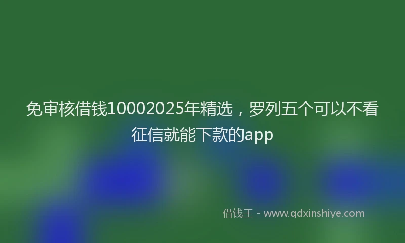 免审核借钱10002025年精选，罗列五个可以不看征信就能下款的app