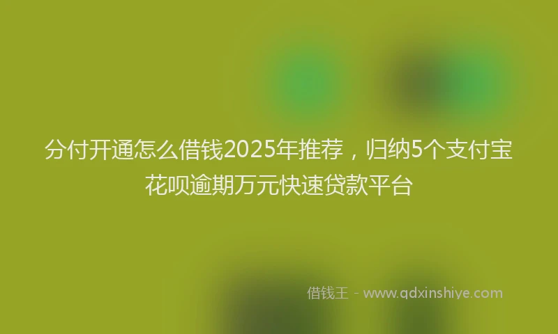 分付开通怎么借钱2025年推荐，归纳5个支付宝花呗逾期万元快速贷款平台