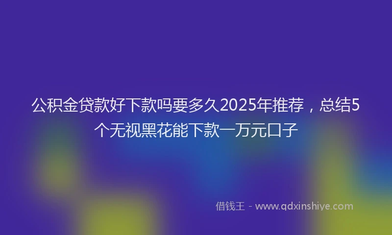公积金贷款好下款吗要多久2025年推荐，总结5个无视黑花能下款一万元口子