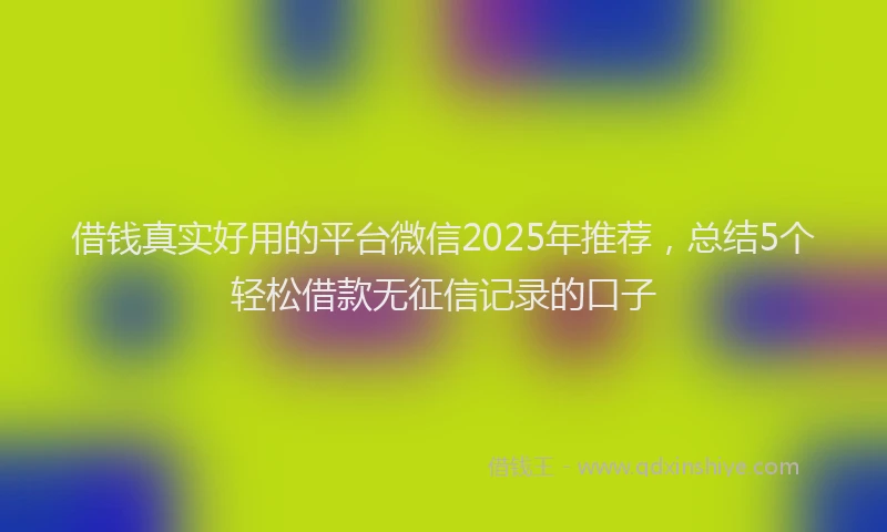 借钱真实好用的平台微信2025年推荐，总结5个轻松借款无征信记录的口子