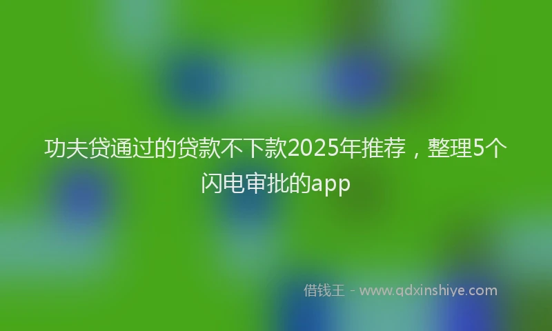 功夫贷通过的贷款不下款2025年推荐，整理5个闪电审批的app
