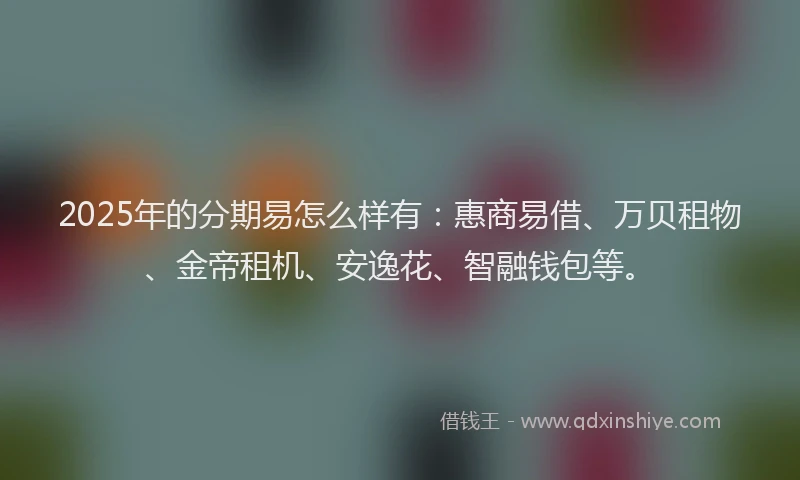 2025年的分期易怎么样有：惠商易借、万贝租物、金帝租机、安逸花、智融钱包等。