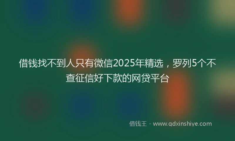 借钱找不到人只有微信2025年精选，罗列5个不查征信好下款的网贷平台