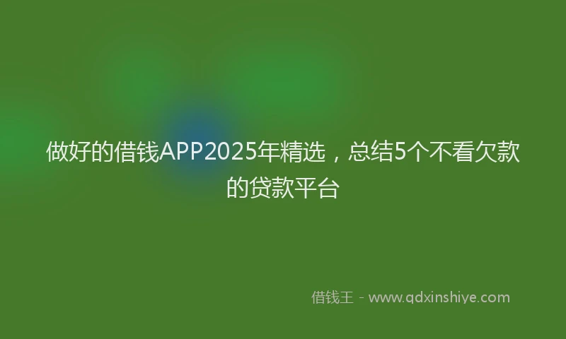 做好的借钱APP2025年精选，总结5个不看欠款的贷款平台