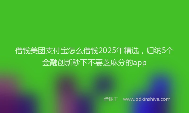 借钱美团支付宝怎么借钱2025年精选，归纳5个金融创新秒下不要芝麻分的app