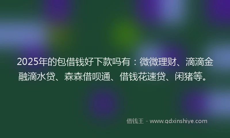 2025年的包借钱好下款吗有：微微理财、滴滴金融滴水贷、森森借呗通、借钱花速贷、闲猪等。