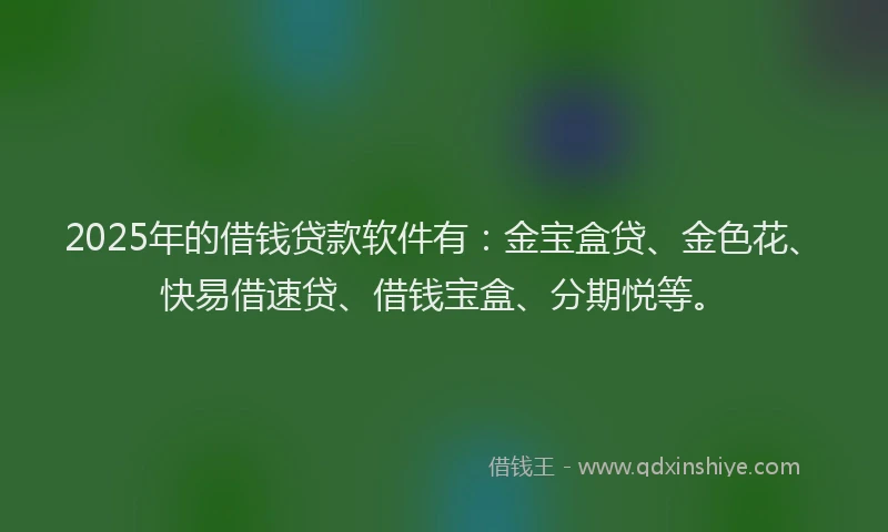 2025年的借钱贷款软件有：金宝盒贷、金色花、快易借速贷、借钱宝盒、分期悦等。