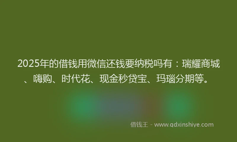 2025年的借钱用微信还钱要纳税吗有：瑞耀商城、嗨购、时代花、现金秒贷宝、玛瑙分期等。