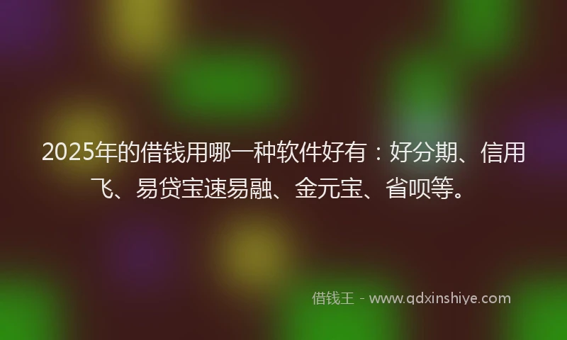 2025年的借钱用哪一种软件好有：好分期、信用飞、易贷宝速易融、金元宝、省呗等。