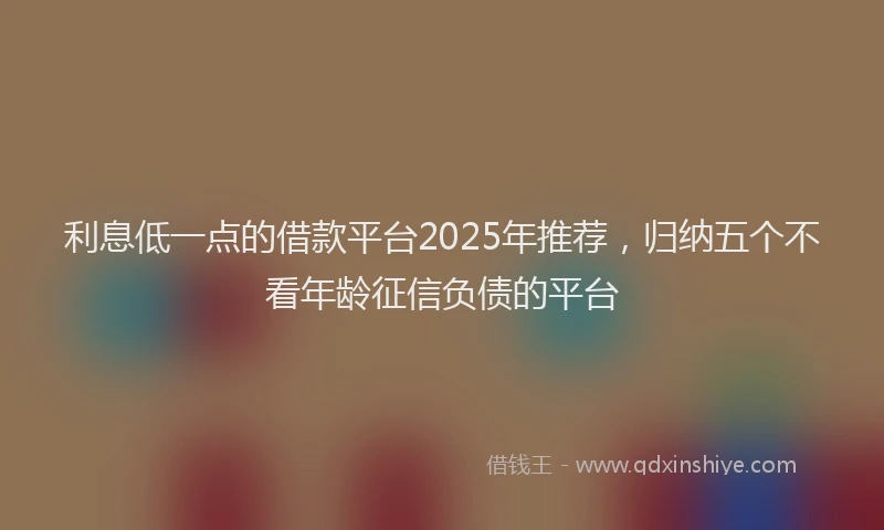 利息低一点的借款平台2025年推荐，归纳五个不看年龄征信负债的平台