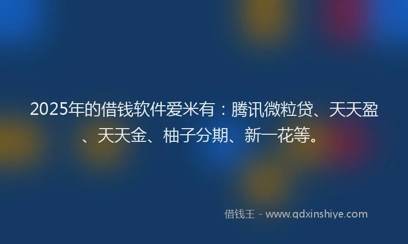 2025年的借钱软件爱米有：腾讯微粒贷、天天盈、天天金、柚子分期、新一花等。