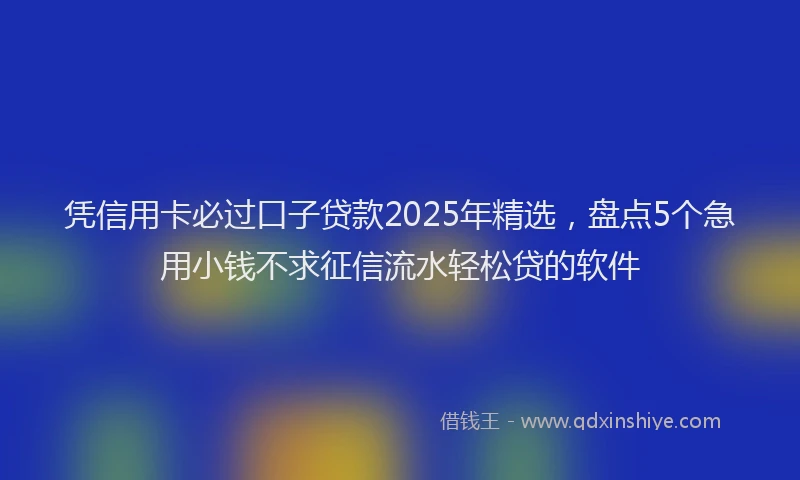 凭信用卡必过口子贷款2025年精选，盘点5个急用小钱不求征信流水轻松贷的软件