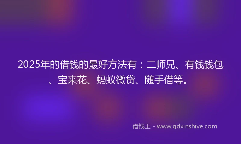 2025年的借钱的最好方法有：二师兄、有钱钱包、宝来花、蚂蚁微贷、随手借等。