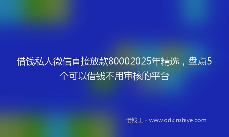 借钱私人微信直接放款80002025年精选，盘点5个可以借钱不用审核的平台