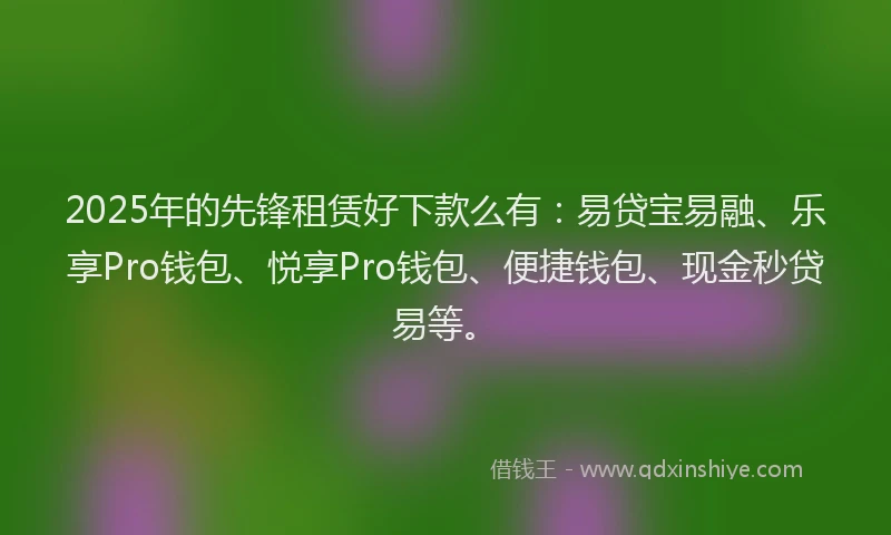 2025年的先锋租赁好下款么有：易贷宝易融、乐享Pro钱包、悦享Pro钱包、便捷钱包、现金秒贷易等。
