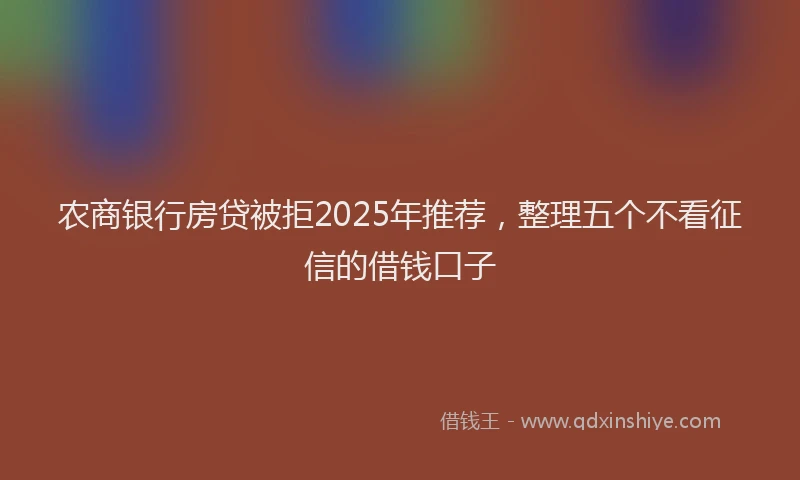 农商银行房贷被拒2025年推荐，整理五个不看征信的借钱口子