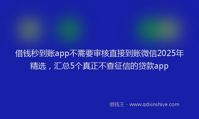 借钱秒到账app不需要审核直接到账微信2025年精选，汇总5个真正不查征信的贷款app