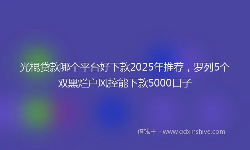 光棍贷款哪个平台好下款2025年推荐，罗列5个双黑烂户风控能下款5000口子