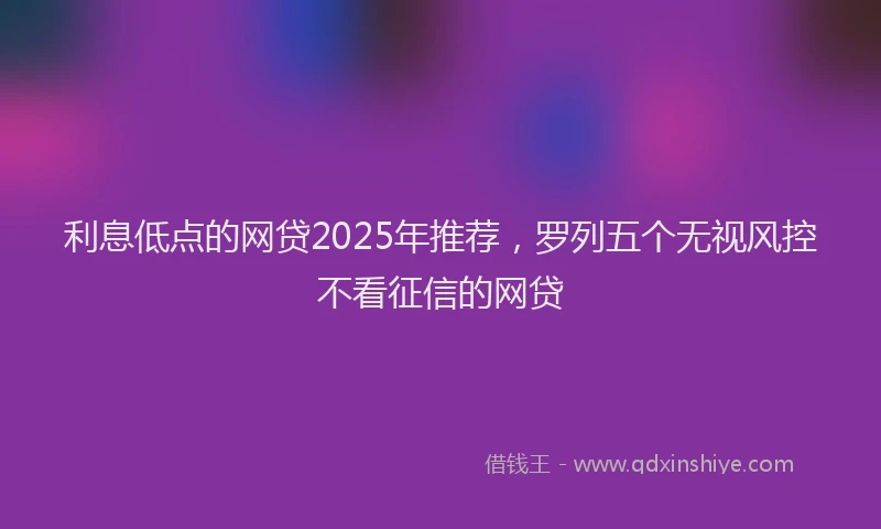 利息低点的网贷2025年推荐，罗列五个无视风控不看征信的网贷