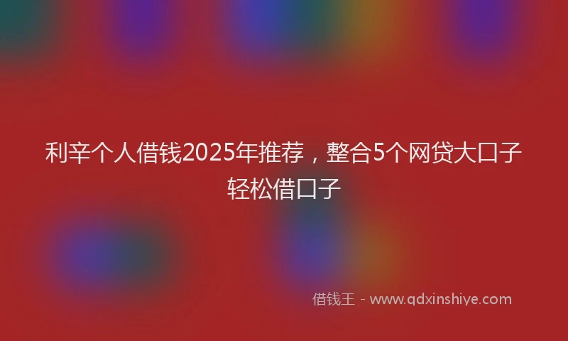 利辛个人借钱2025年推荐，整合5个网贷大口子轻松借口子