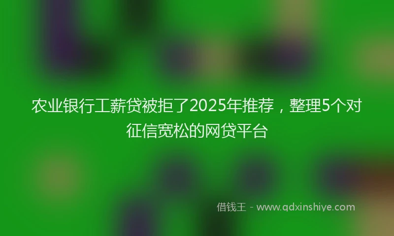 农业银行工薪贷被拒了2025年推荐，整理5个对征信宽松的网贷平台