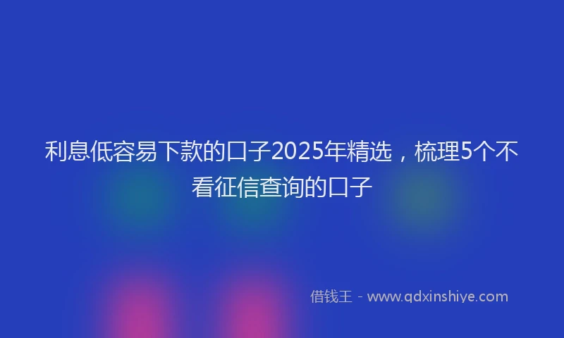 利息低容易下款的口子2025年精选，梳理5个不看征信查询的口子