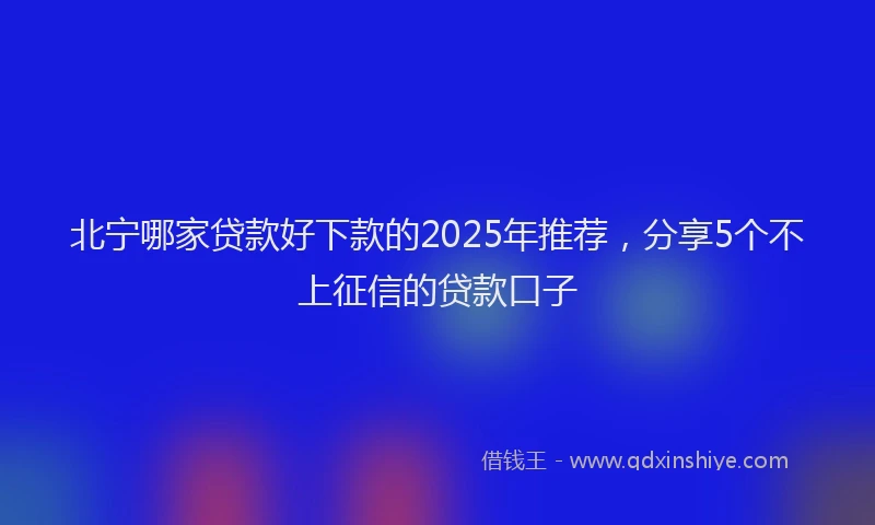 北宁哪家贷款好下款的2025年推荐，分享5个不上征信的贷款口子