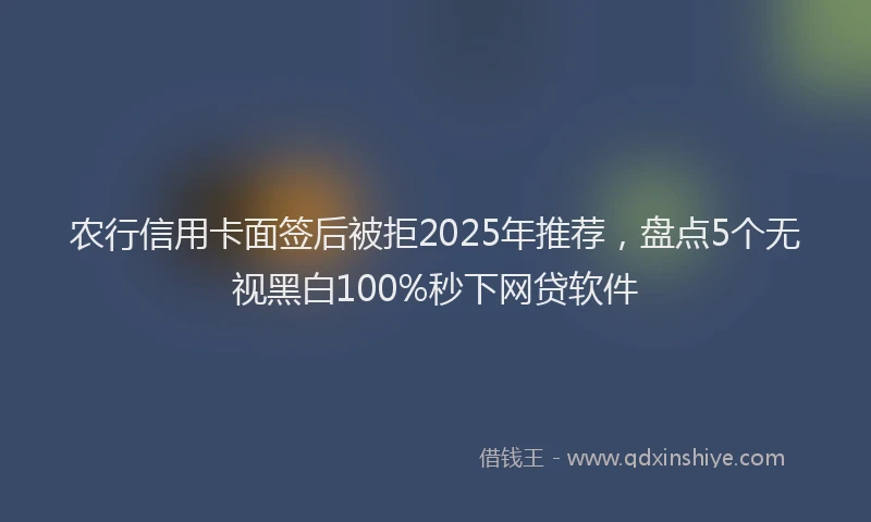 农行信用卡面签后被拒2025年推荐，盘点5个无视黑白100%秒下网贷软件