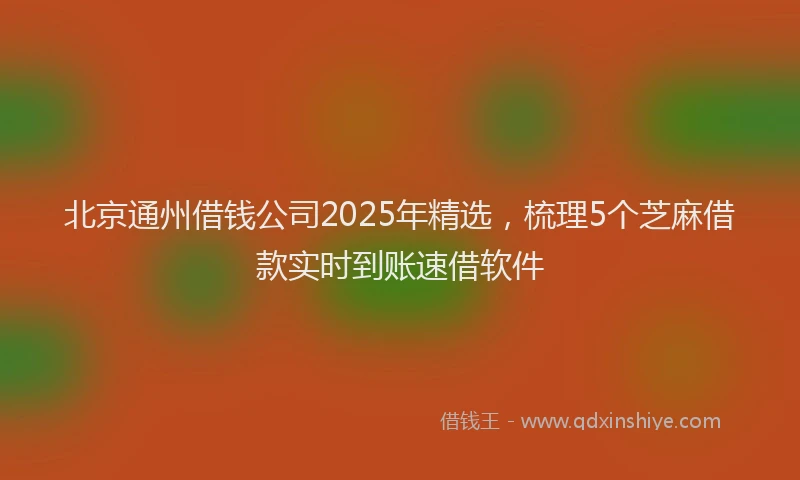 北京通州借钱公司2025年精选，梳理5个芝麻借款实时到账速借软件