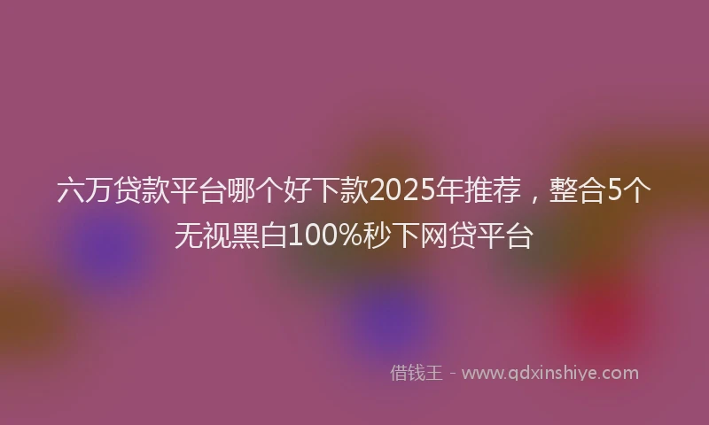 六万贷款平台哪个好下款2025年推荐，整合5个无视黑白100%秒下网贷平台