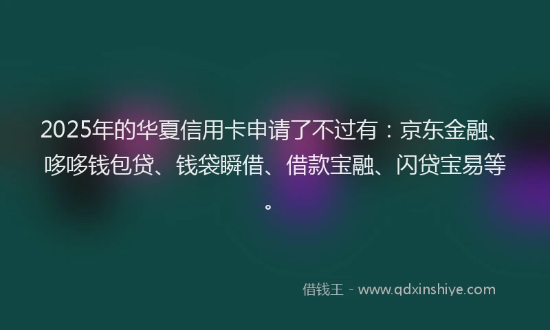 2025年的华夏信用卡申请了不过有：京东金融、哆哆钱包贷、钱袋瞬借、借款宝融、闪贷宝易等。