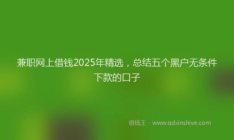 兼职网上借钱2025年精选，总结五个黑户无条件下款的口子